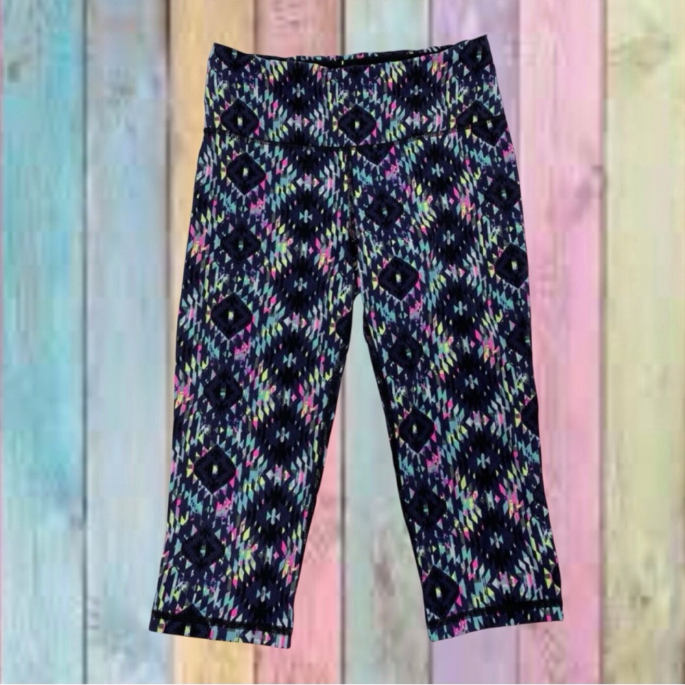 Victoria’s Secret Vsx Knockout Blue Multicolor Sport Crop Tight Leggings